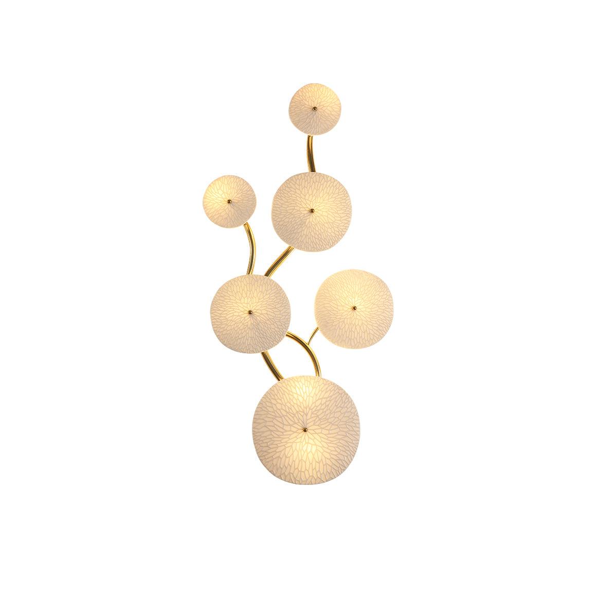 Keramische Lotusbloem Wandlamp met Gouden Armatuur – Cascade Lichteffect voor Stijlvolle Verlichting | Sansoti