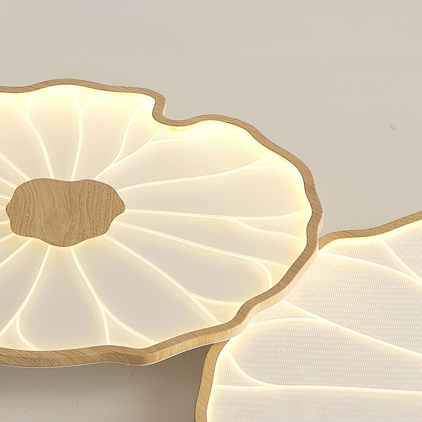 Plafondlamp Lotusbladmotief – Acryl Afwerking 6 Maten Houtnerf Warmwit Scandinavisch Design Eetkamerlamp | Sansoti