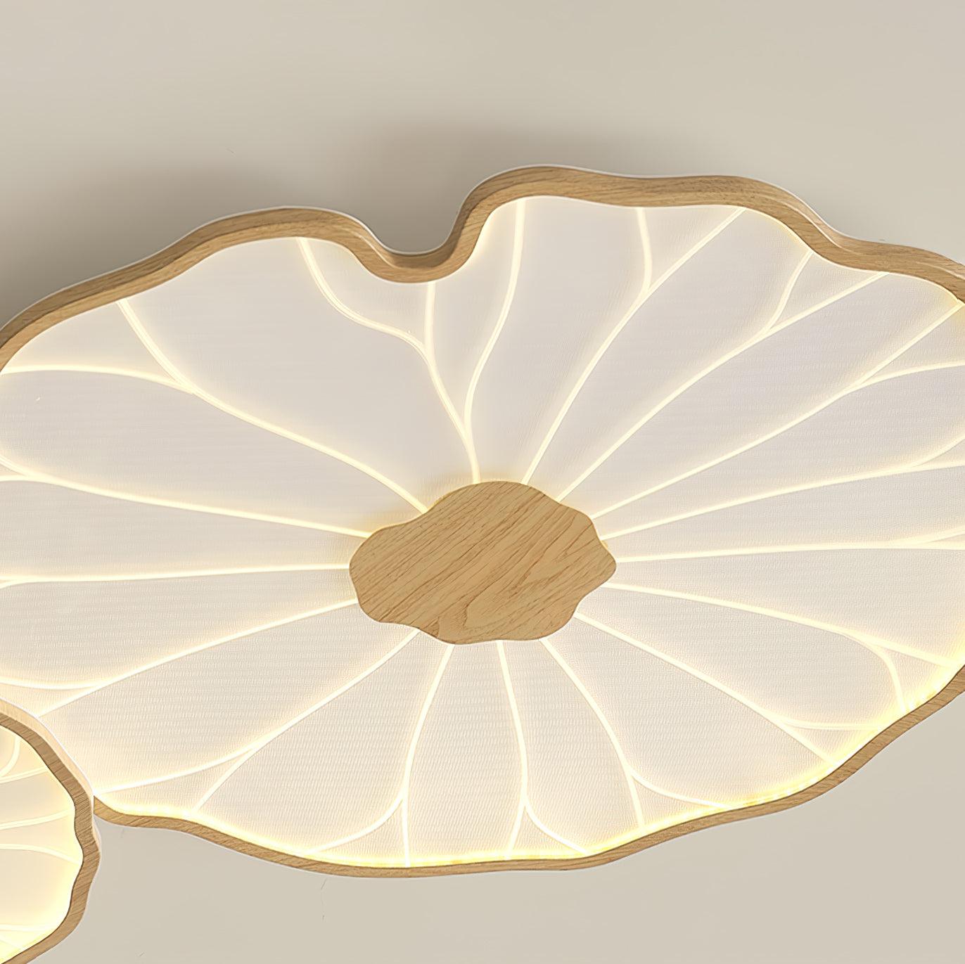 Plafondlamp Lotusbladmotief – Acryl Afwerking 6 Maten Houtnerf Warmwit Scandinavisch Design Eetkamerlamp | Sansoti