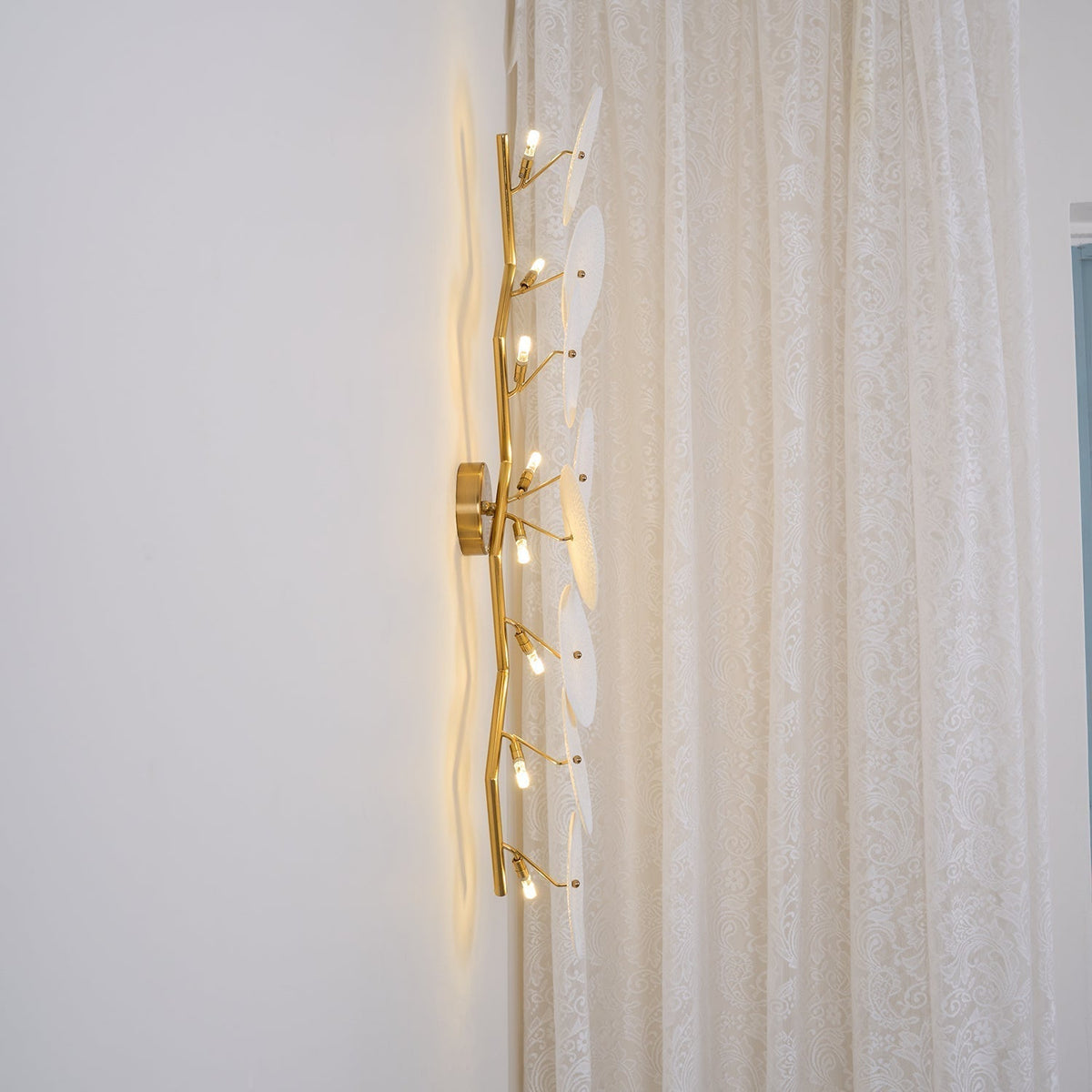 Ceramic Petal Wall Lamp Metal Accent Sculptural Warm Light Interior Art Lighting Decorative | Sansoti