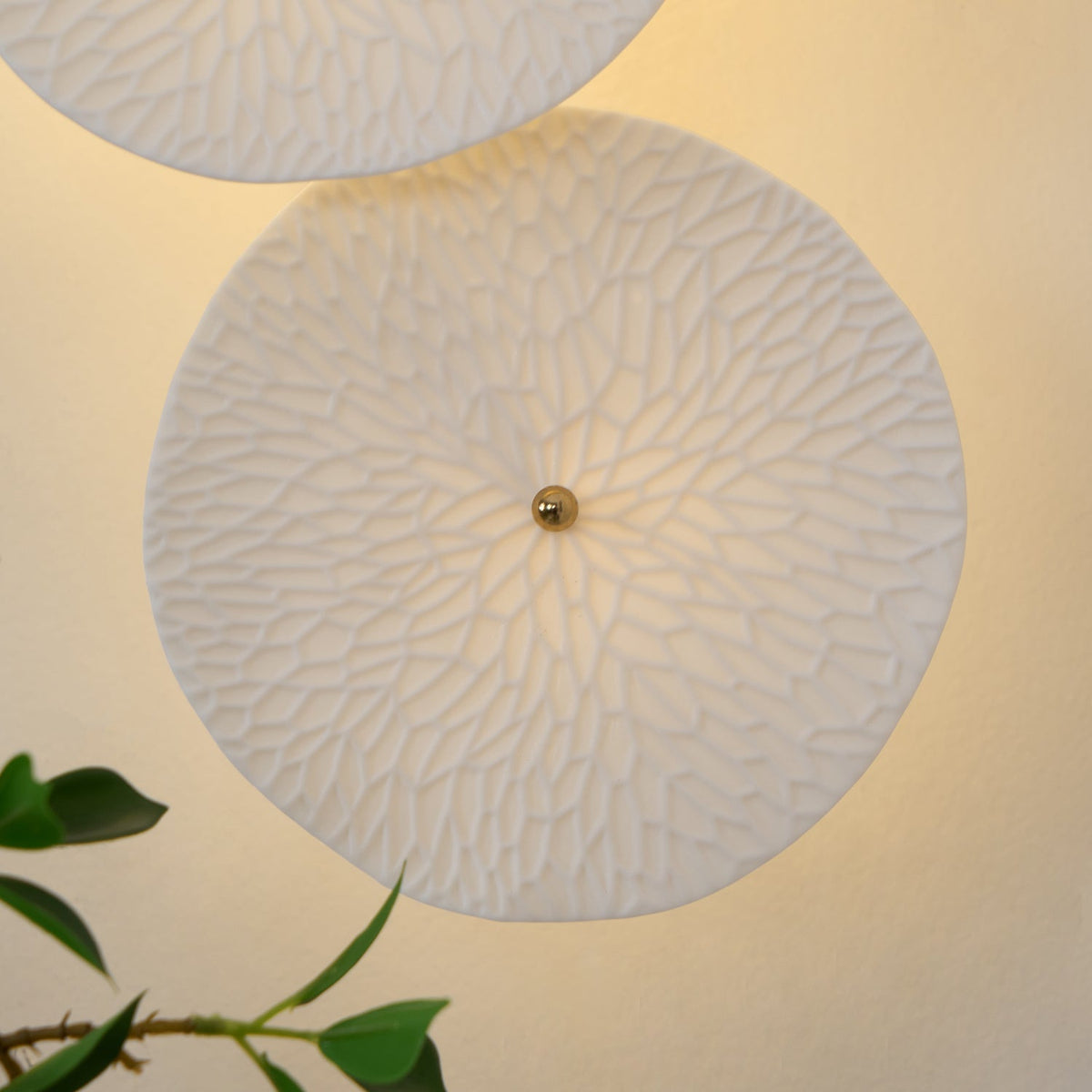 Ceramic Petal Wall Lamp Metal Accent Sculptural Warm Light Interior Art Lighting Decorative | Sansoti