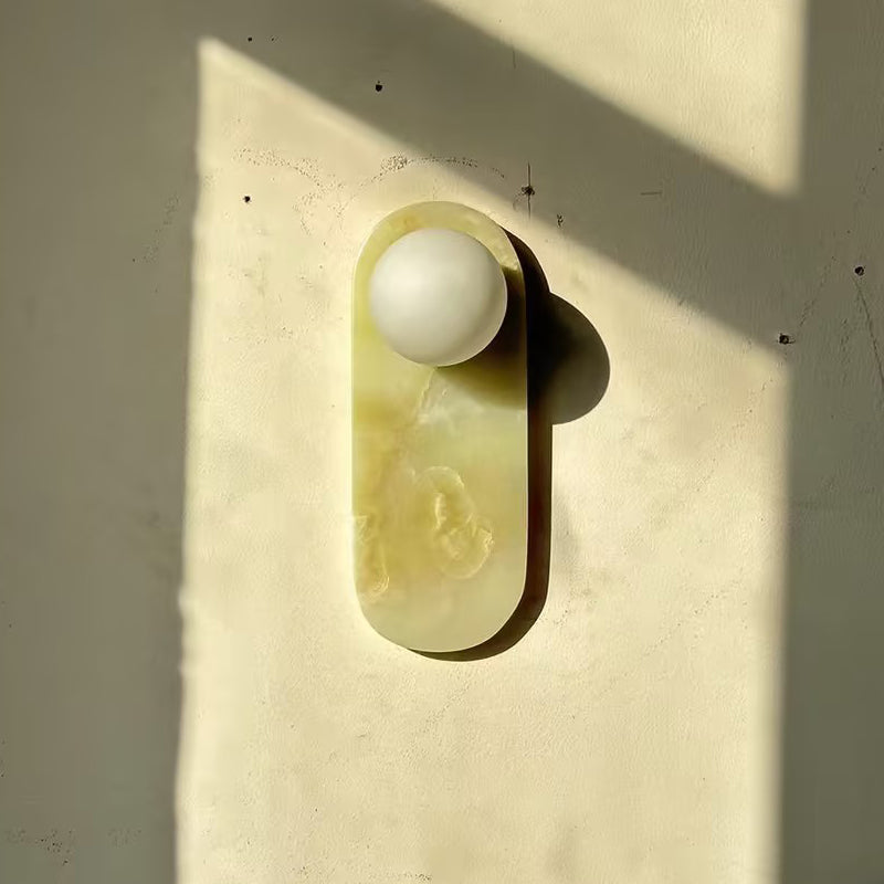 Applique Murale De Luxe En Jade Ou Marbre Avec Abat-Jour En Verre – Éclairage Design Mid Century Pour Chambre Et Couloir | Restfield