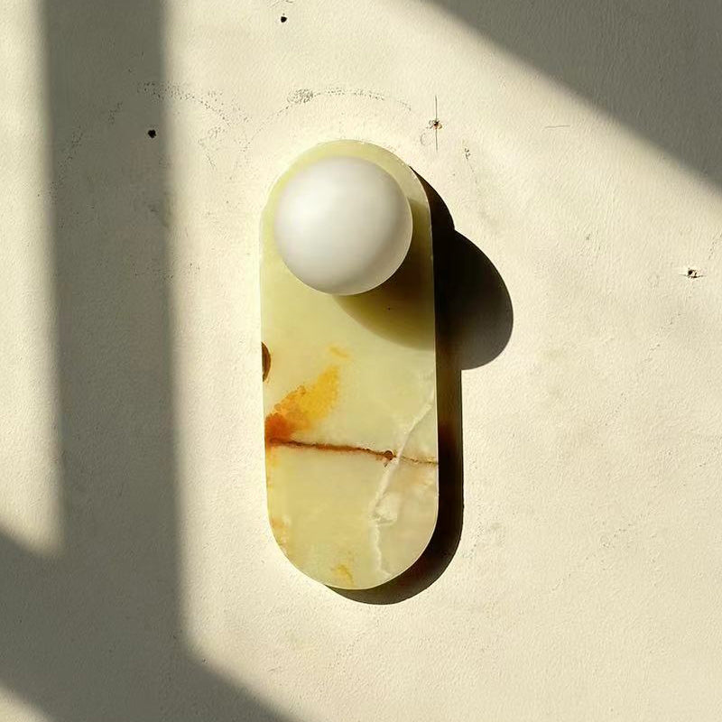 Applique Murale De Luxe En Jade Ou Marbre Avec Abat-Jour En Verre – Éclairage Design Mid Century Pour Chambre Et Couloir | Restfield
