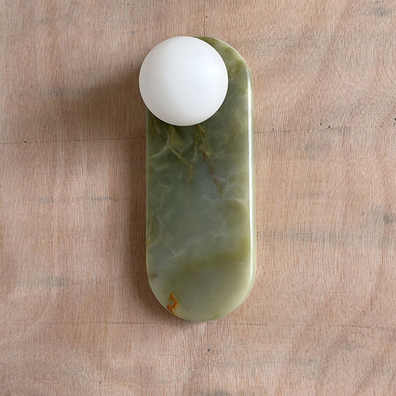 Applique Murale De Luxe En Jade Ou Marbre Avec Abat-Jour En Verre – Éclairage Design Mid Century Pour Chambre Et Couloir | Restfield