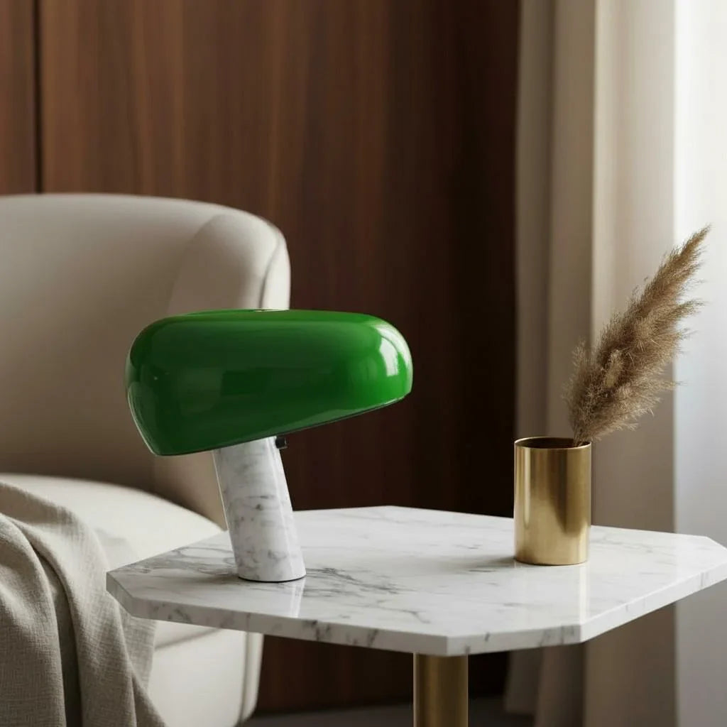 Design Tischlampe mit Marmorsockel – Warmes Licht für Wohnzimmer & Schlafzimmer | Restfield