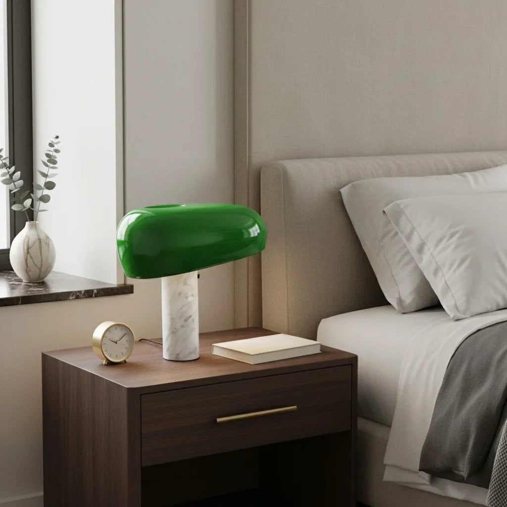 Design Tischlampe mit Marmorsockel – Warmes Licht für Wohnzimmer & Schlafzimmer | Restfield