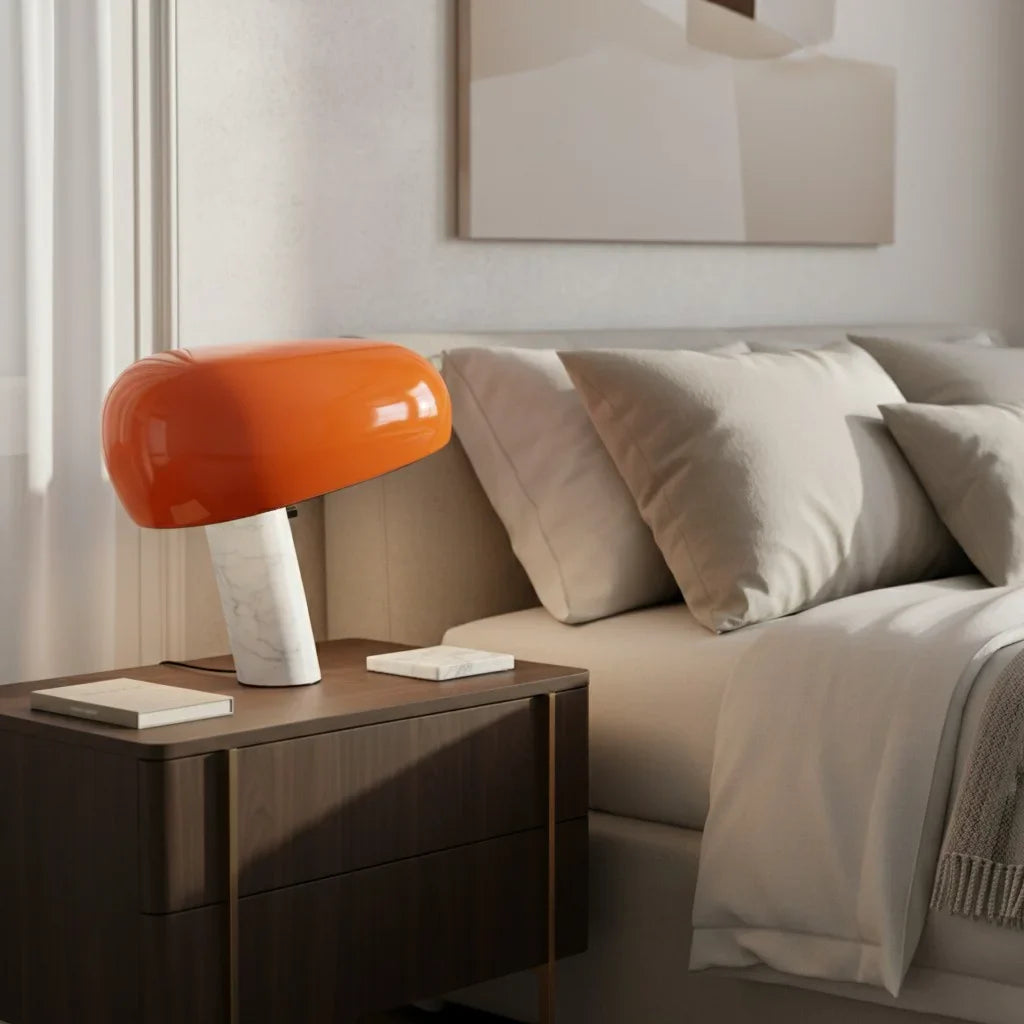 Design Tischlampe mit Marmorsockel – Warmes Licht für Wohnzimmer & Schlafzimmer | Restfield