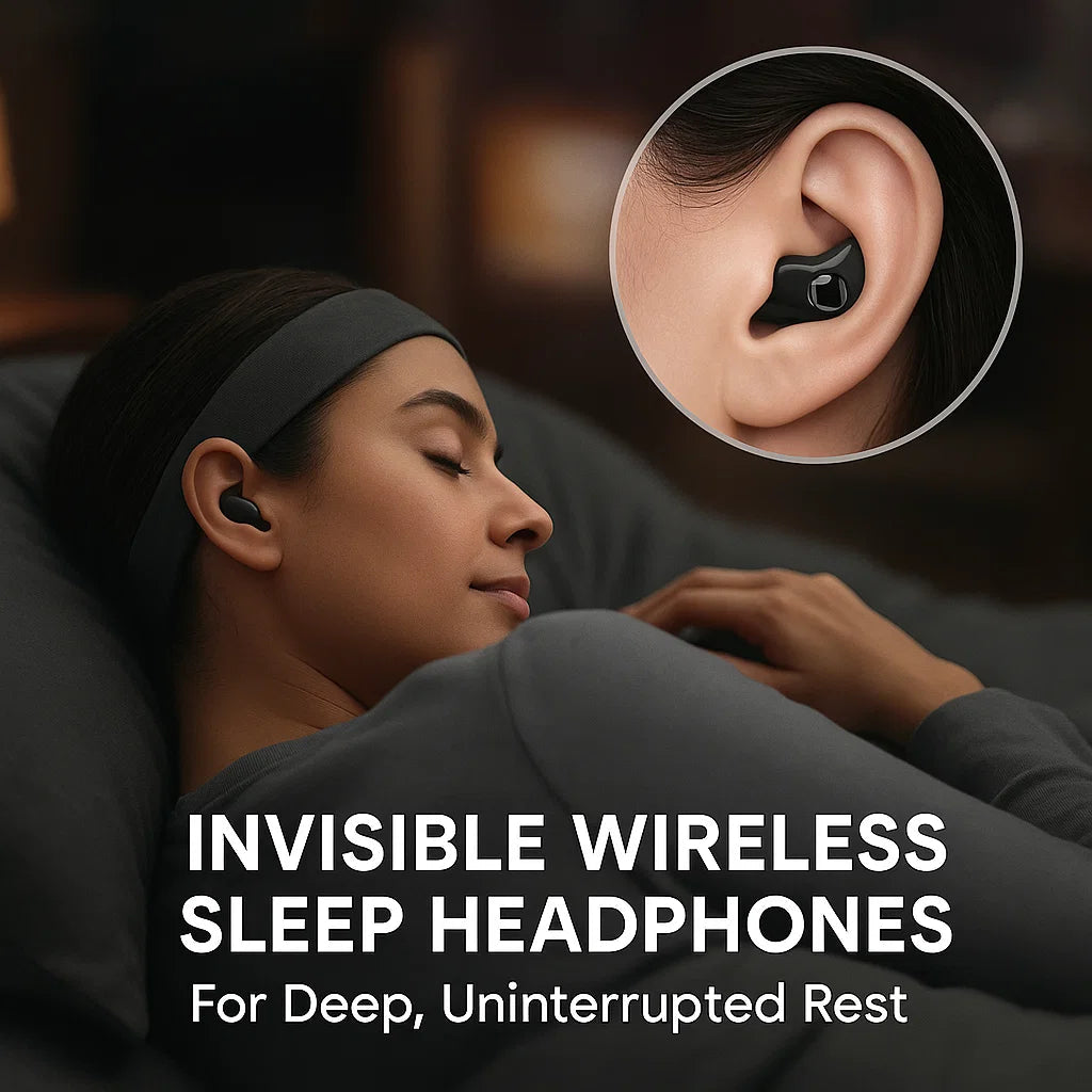 Bezprzewodowe słuchawki douszne do spania Bluetooth 5.3, wodoodporność IPX5, ergonomiczne i wygodne dla osób śpiących na boku | Sansoti