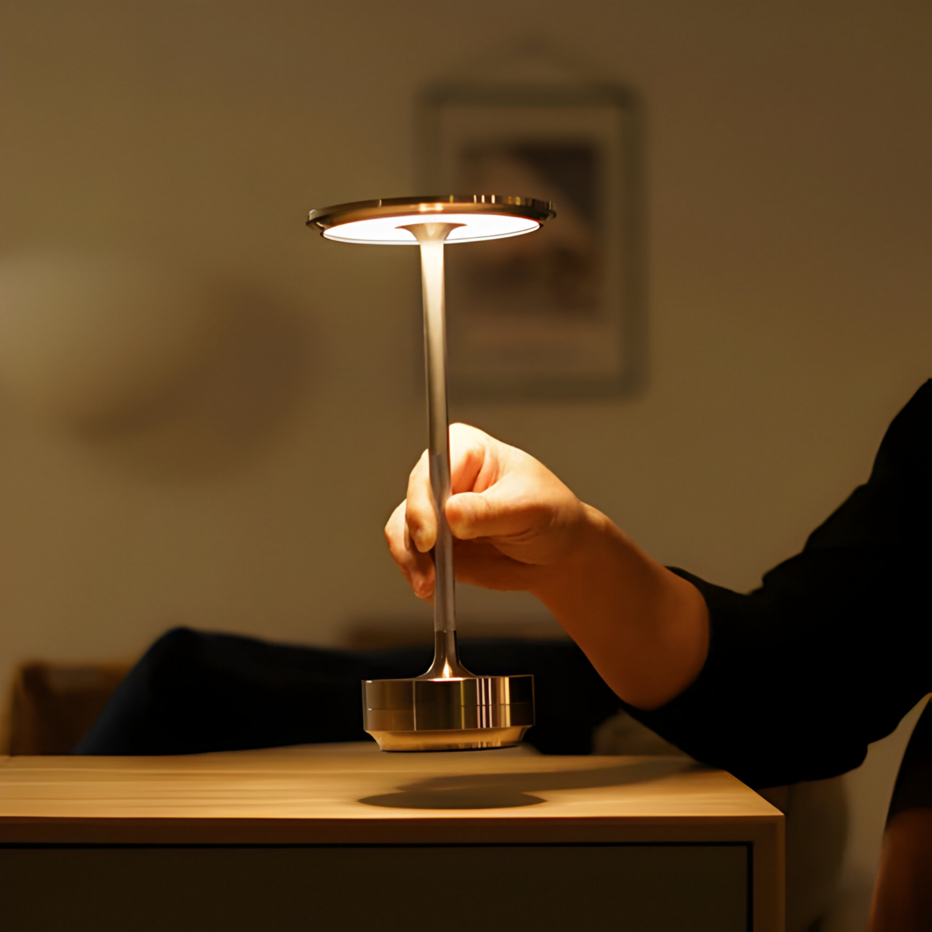 Kabellose Tischleuchte mit Touch-Dimmung – Luxuriöse LED-Tischlampe, wiederaufladbar, kabellos & Stimmungsbeleuchtung für Wohn- und Schlafzimmer