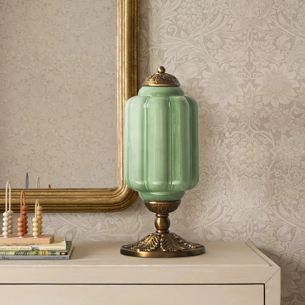 Retro Tafellampen met Getextureerd Crèmekleurig Glas – Franse Vintage Stijl met Messing of Zwart Frame | Sansoti