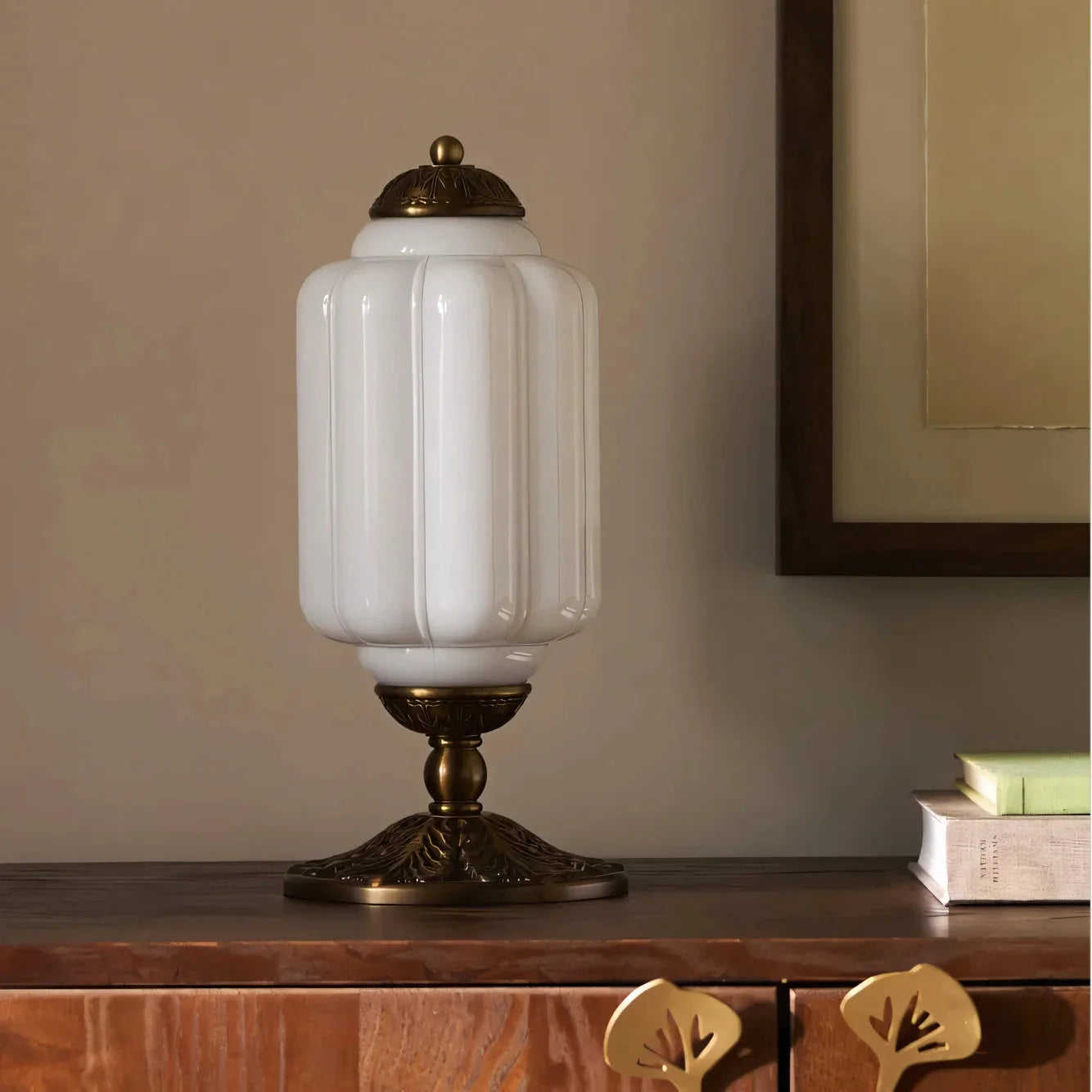 Retro Tafellampen met Getextureerd Crèmekleurig Glas – Franse Vintage Stijl met Messing of Zwart Frame | Sansoti