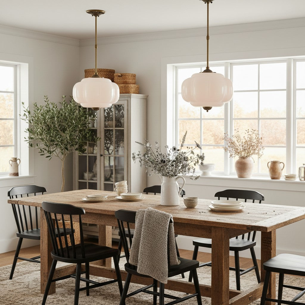 Antique Brass Plafondlamp met Groen Glas Pompoendesign - Elegante Hanglamp voor Eetkamer Keukeneiland Slaapkamer | Sansoti