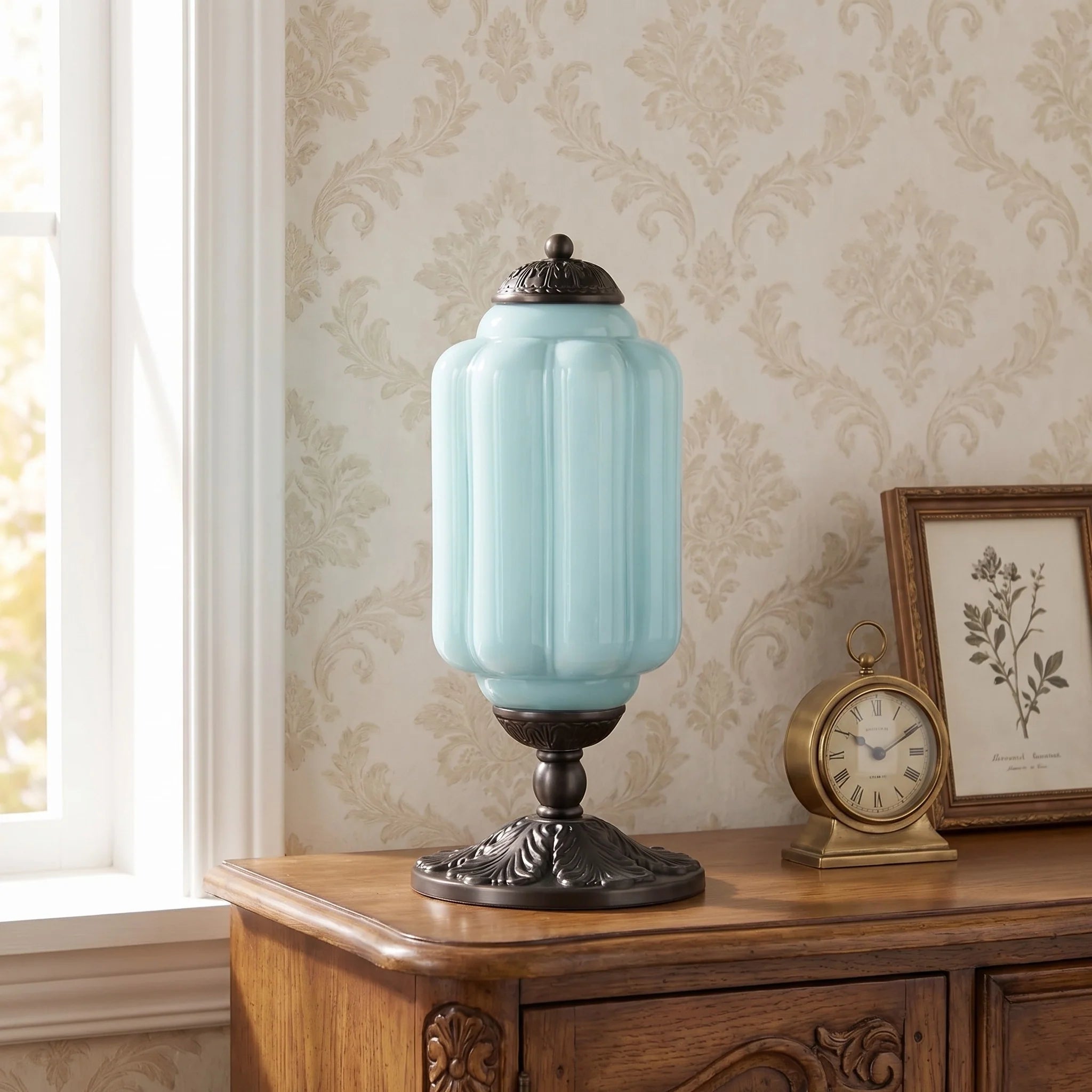 Retro Tafellampen met Getextureerd Crèmekleurig Glas – Franse Vintage Stijl met Messing of Zwart Frame | Sansoti