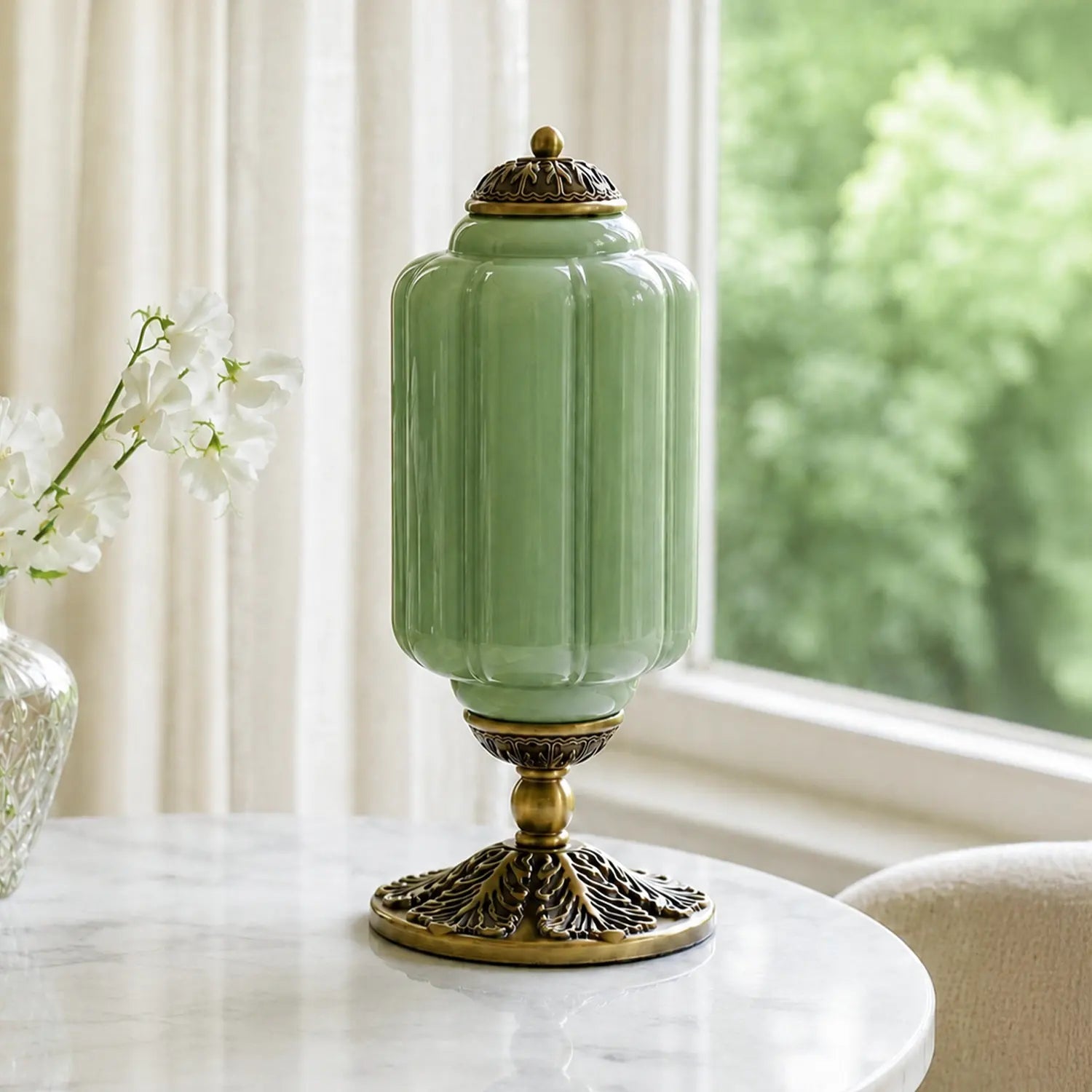 Retro Tafellampen met Getextureerd Crèmekleurig Glas – Franse Vintage Stijl met Messing of Zwart Frame | Sansoti