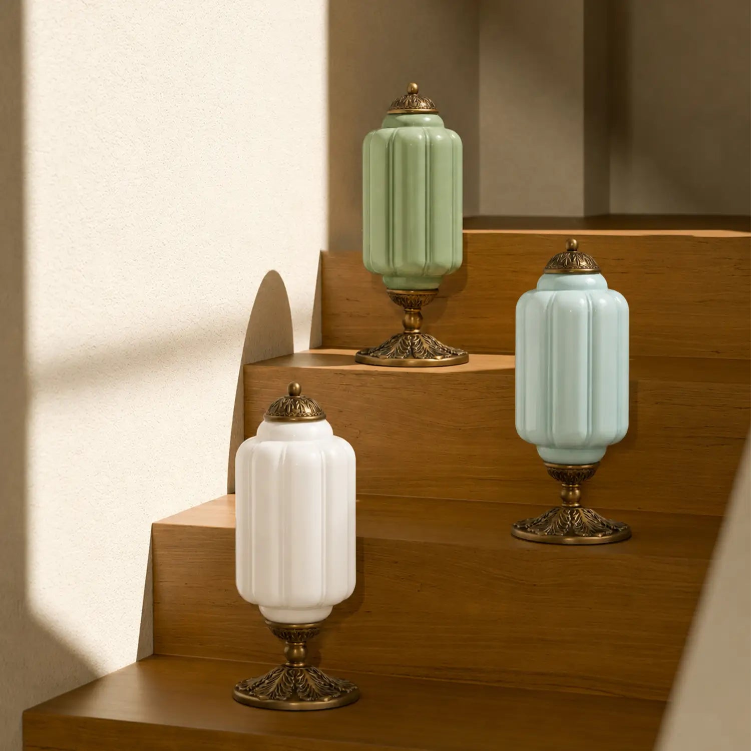 Retro Tafellampen met Getextureerd Crèmekleurig Glas – Franse Vintage Stijl met Messing of Zwart Frame | Sansoti