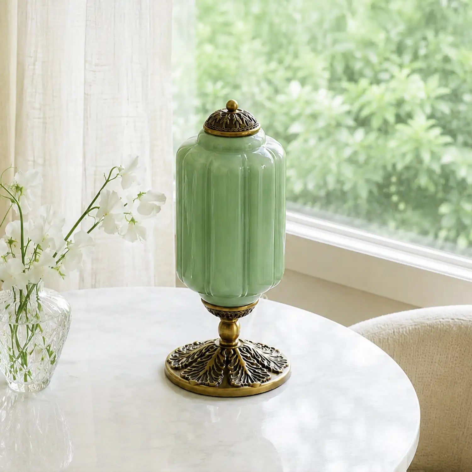 Retro Tafellampen met Getextureerd Crèmekleurig Glas – Franse Vintage Stijl met Messing of Zwart Frame | Sansoti