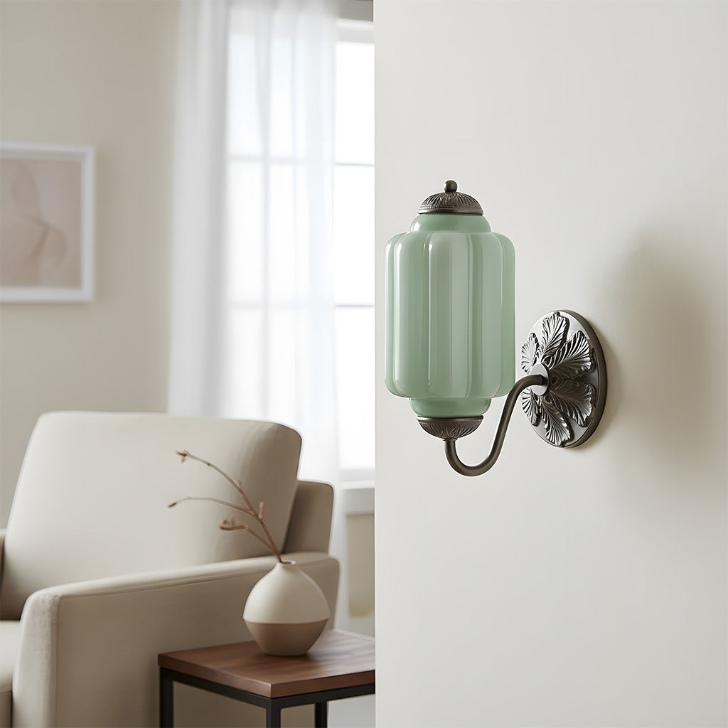 Vintage Wandlamp met Melkglas en Geolied Messing – Klassieke Retro Verlichting voor Hal, Slaapkamer, Woonkamer | Sansoti