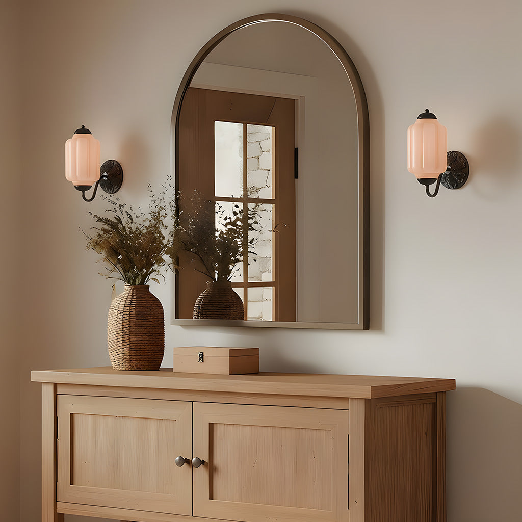 Vintage Wandlamp met Melkglas en Geolied Messing – Klassieke Retro Verlichting voor Hal, Slaapkamer, Woonkamer | Sansoti