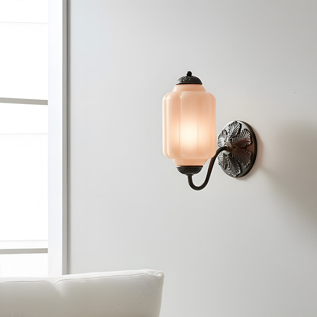 Vintage Wandlamp met Melkglas en Geolied Messing – Klassieke Retro Verlichting voor Hal, Slaapkamer, Woonkamer | Sansoti