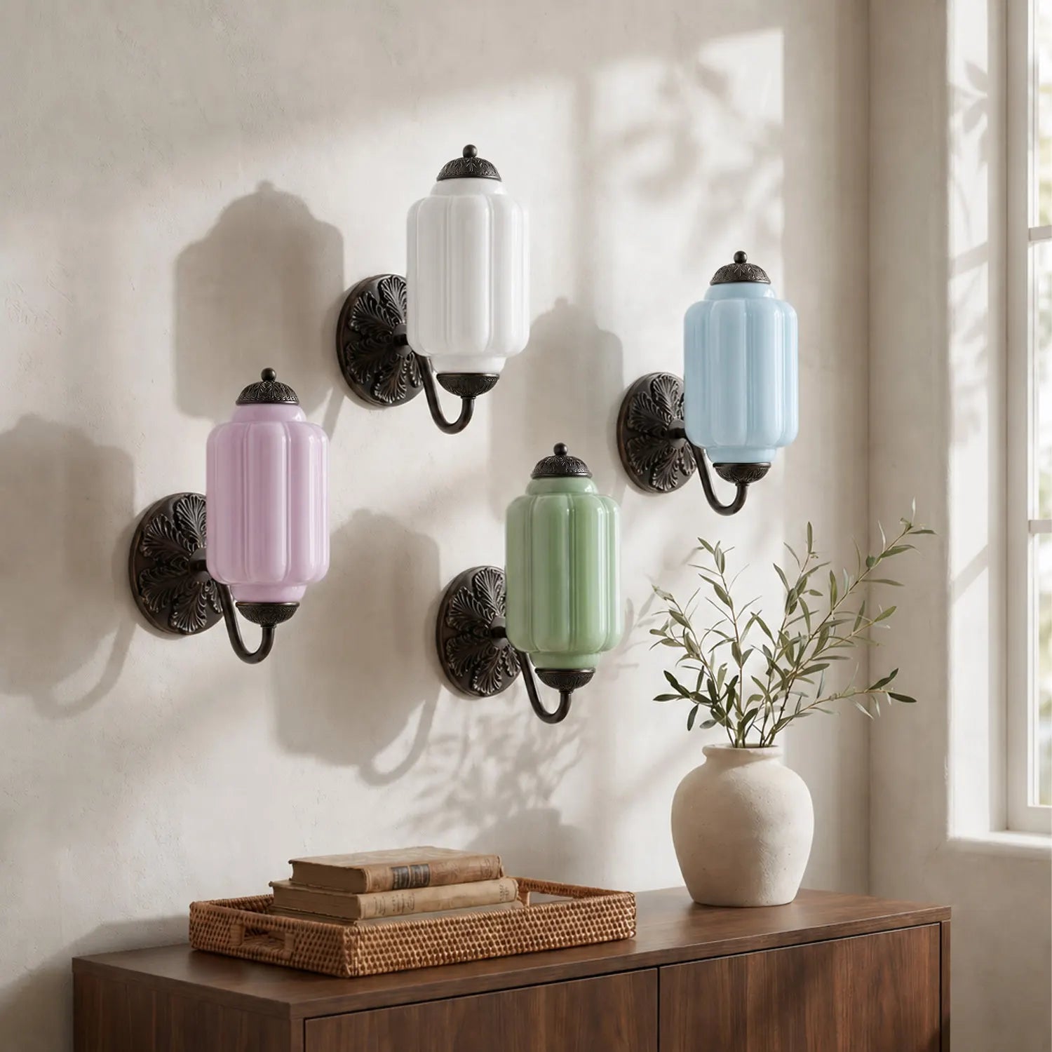 Vintage Wandlamp met Melkglas en Geolied Messing – Klassieke Retro Verlichting voor Hal, Slaapkamer, Woonkamer | Sansoti