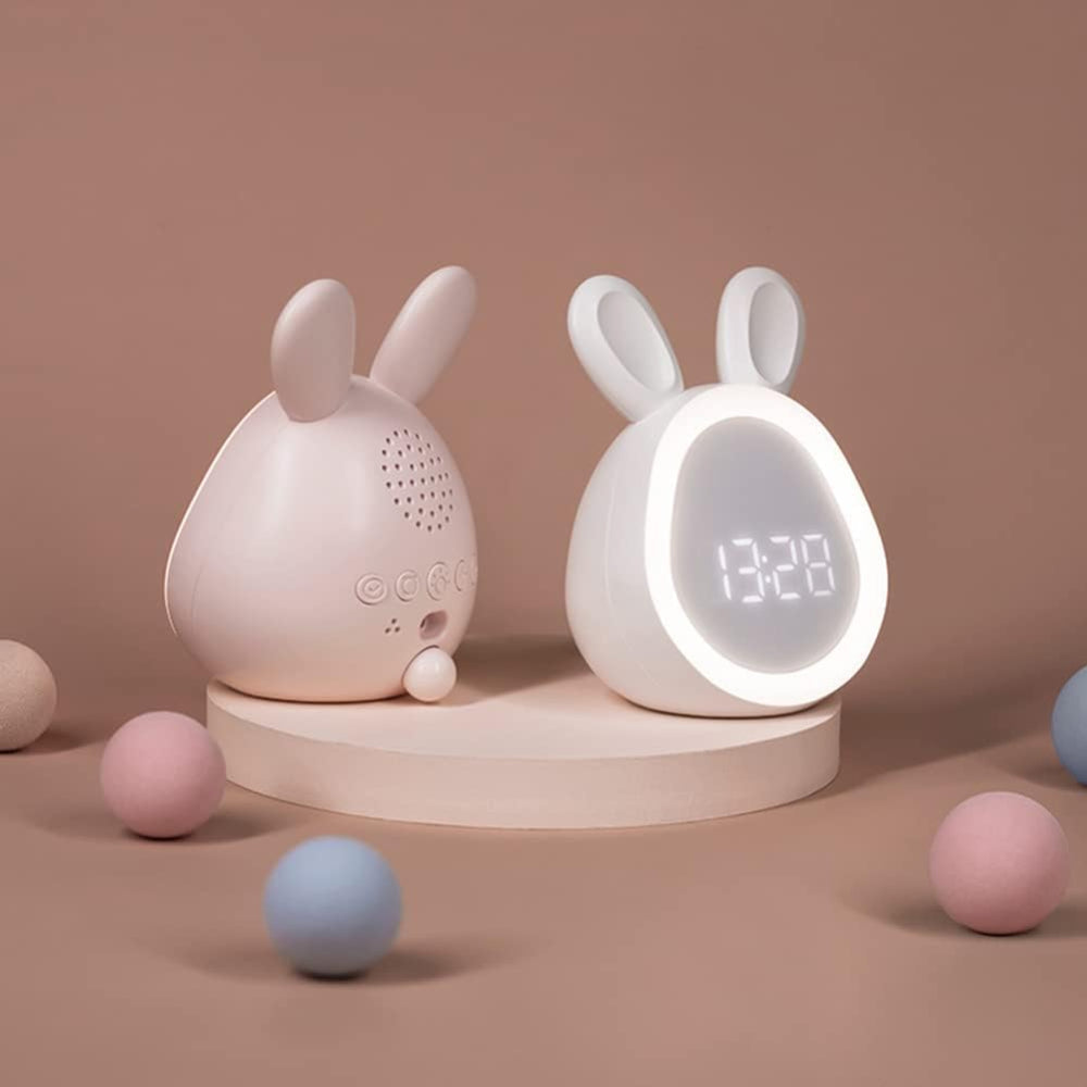 Réveil numérique pour enfant avec veilleuse en forme de lapin, LED à couleurs changeantes, fixe, pour chambre et chambre d’enfant | Sansoti