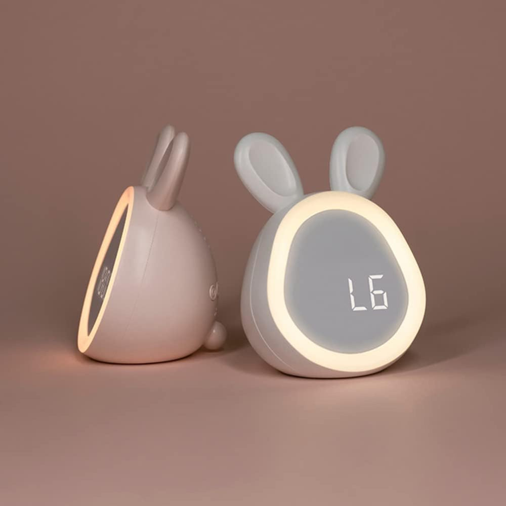 Réveil numérique pour enfant avec veilleuse en forme de lapin, LED à couleurs changeantes, fixe, pour chambre et chambre d’enfant | Sansoti