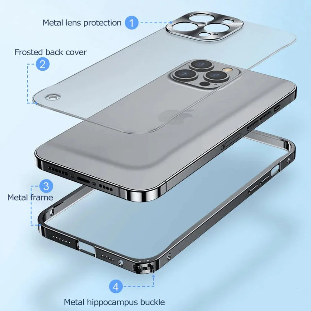 Metallisierte iPhone-Hülle mit Magnetring – stoßabsorbierender Rahmen, matte Rückseite, Telefonschutz | Sansoti