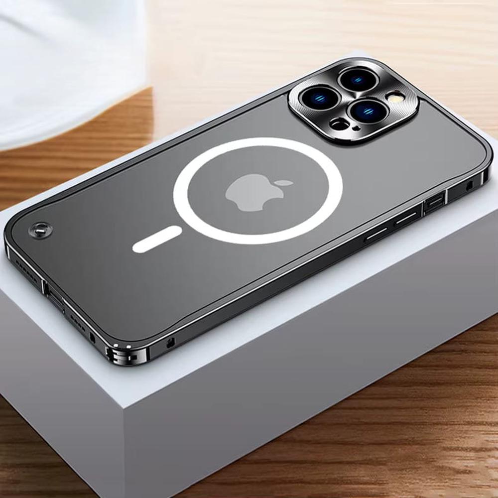 Metallisierte iPhone-Hülle mit Magnetring – stoßabsorbierender Rahmen, matte Rückseite, Telefonschutz | Sansoti