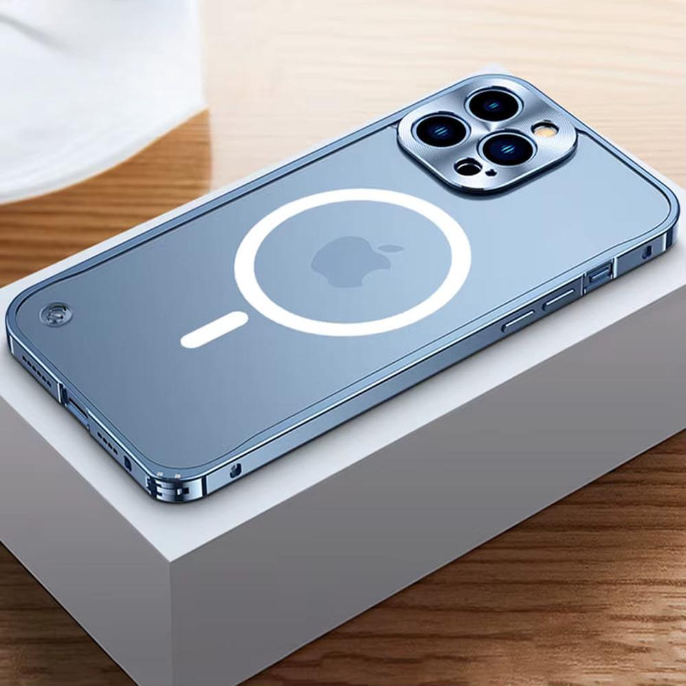 Metallisierte iPhone-Hülle mit Magnetring – stoßabsorbierender Rahmen, matte Rückseite, Telefonschutz | Sansoti