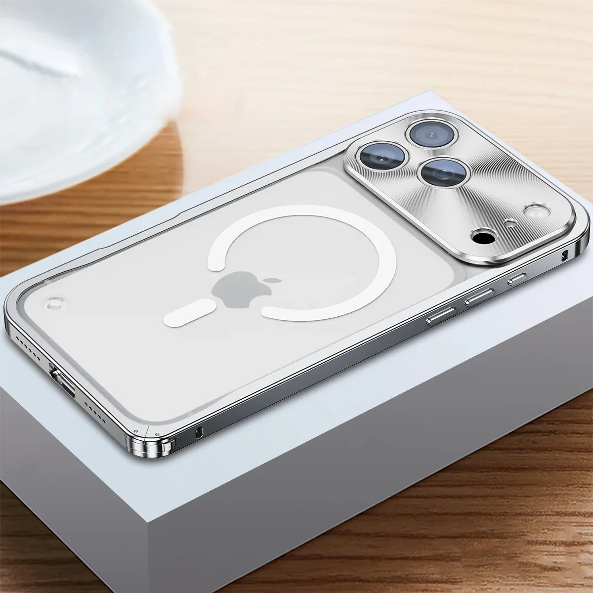 Metallisierte iPhone-Hülle mit Magnetring – stoßabsorbierender Rahmen, matte Rückseite, Telefonschutz | Sansoti