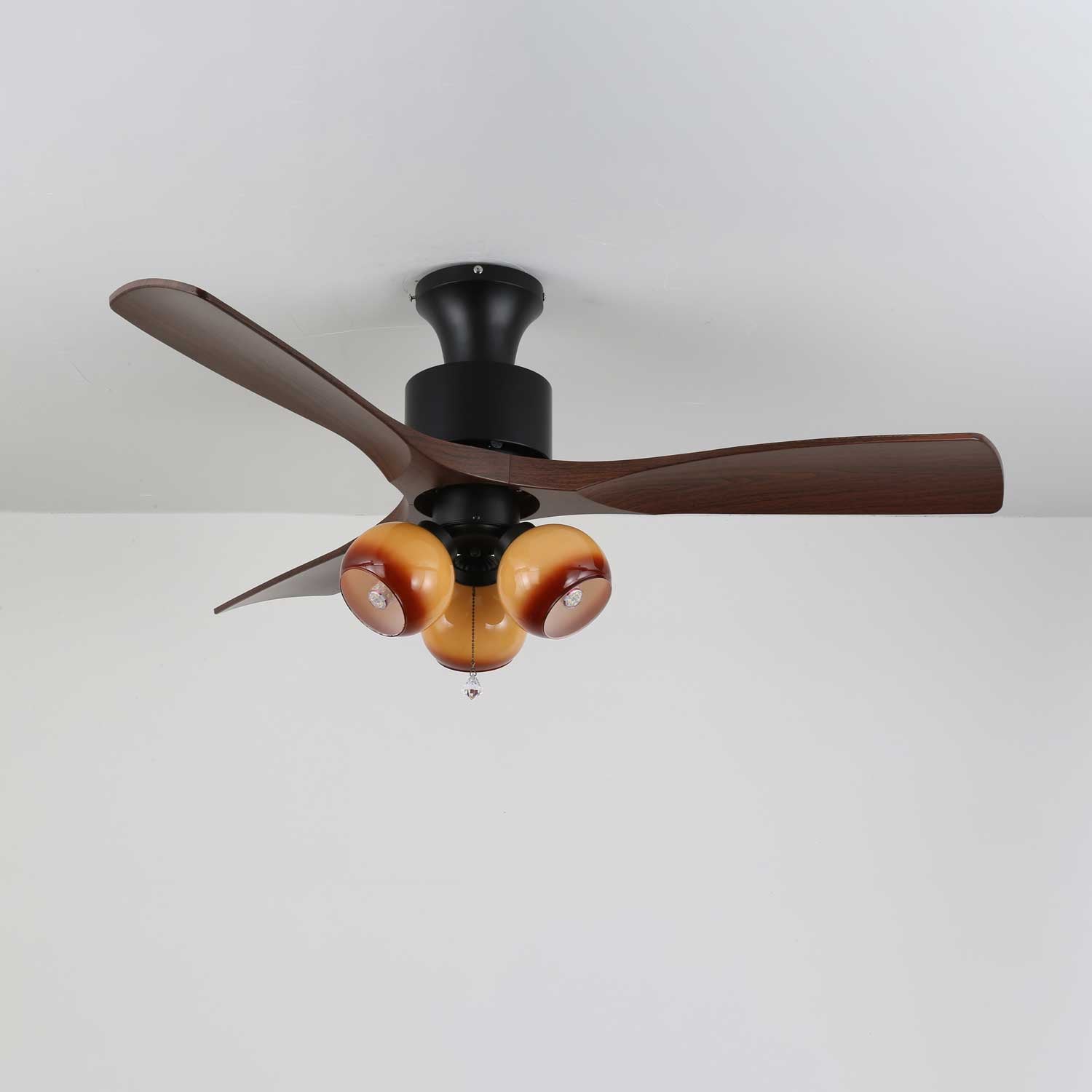 Vintage Plafondventilator met Verlichting — Glazen Lampenkap & Afstandsbediening | Sansoti