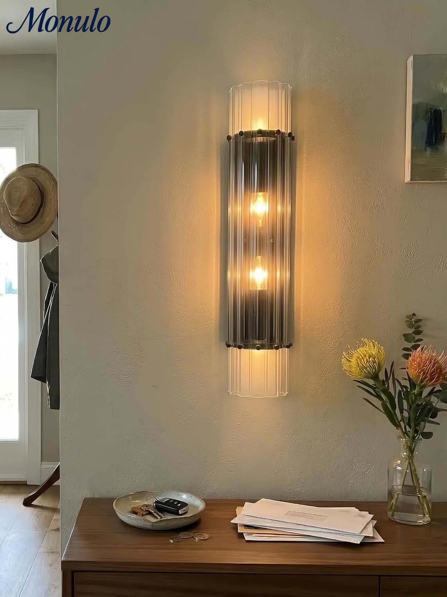 Kristallen Wandlamp met Dubbele Lichtbundel - Elegante Buitenlichtstrip voor Slaapkamer - Interieurverlichting met Glanzende Kristallen | Sansoti