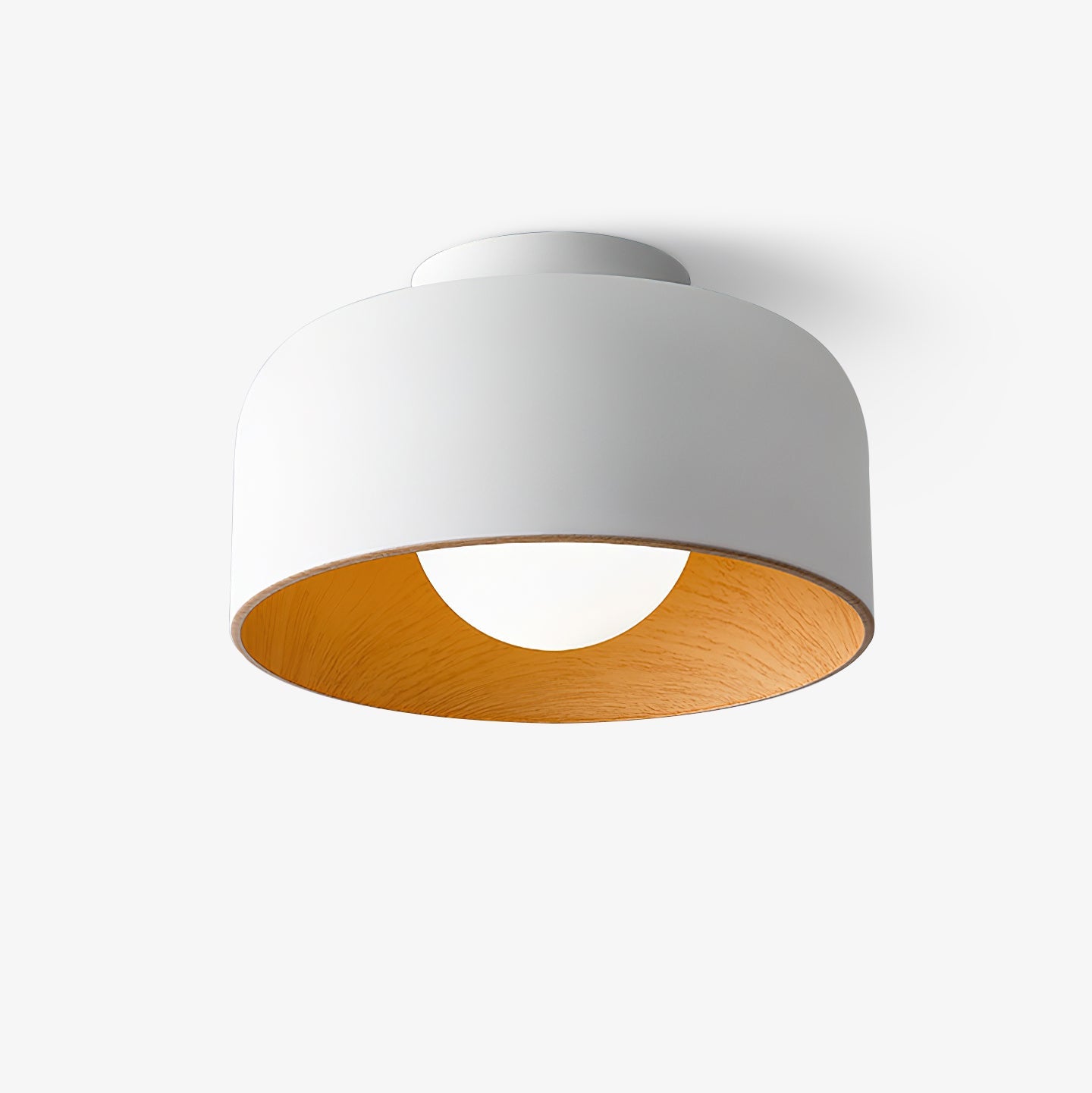 Ronde Plafondlamp met Houtnerf Interieur Glazen Bol ∅22 cm voor Hal Keuken Slaapkamer Wandmontage G9 Fitting | Sansoti