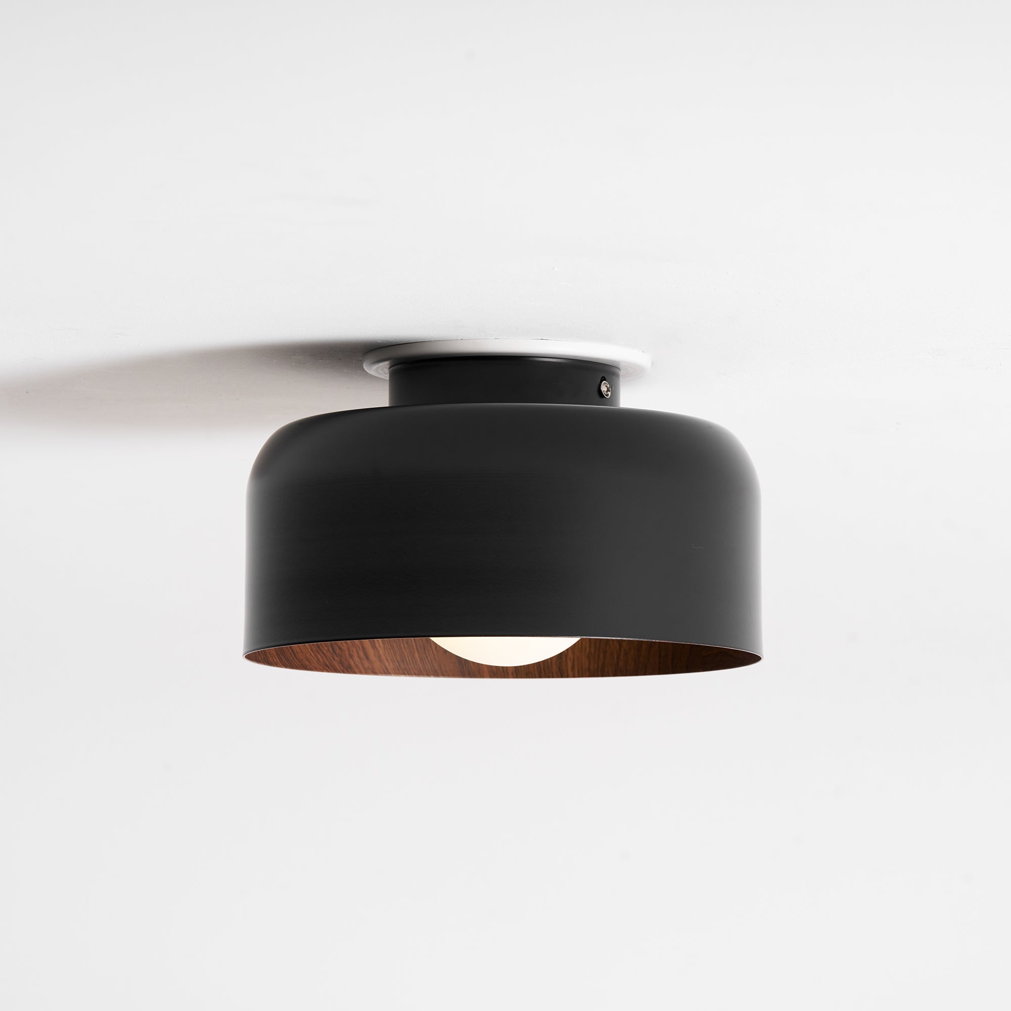 Ronde Plafondlamp met Houtnerf Interieur Glazen Bol ∅22 cm voor Hal Keuken Slaapkamer Wandmontage G9 Fitting | Sansoti