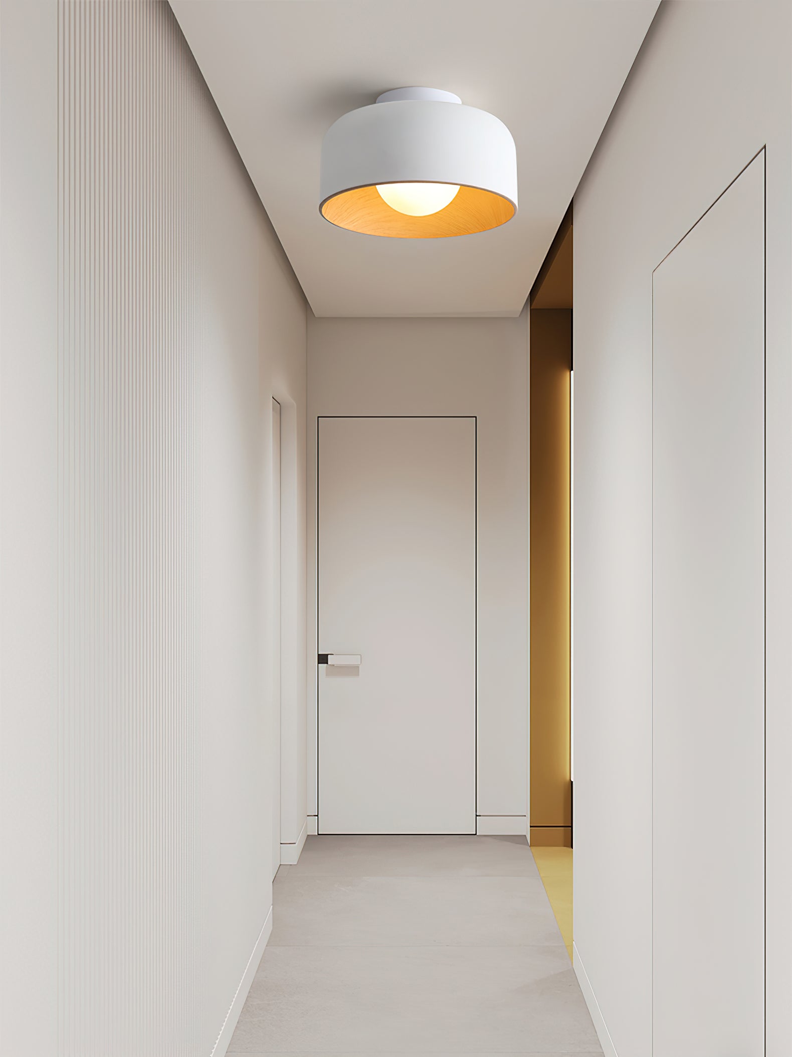 Ronde Plafondlamp met Houtnerf Interieur Glazen Bol ∅22 cm voor Hal Keuken Slaapkamer Wandmontage G9 Fitting | Sansoti