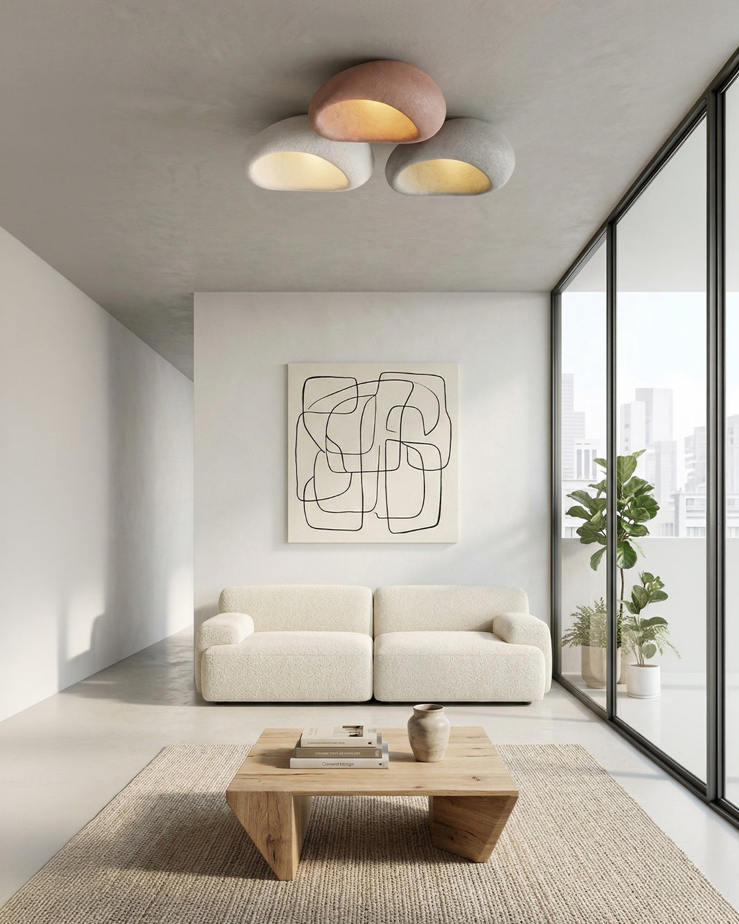 Plafondlamp Wabi Sabi Geïnspireerd – Metalen Lamp met Warme Verlichting – Voor Woonkamer Slaapkamer Eetkamer | Sansoti