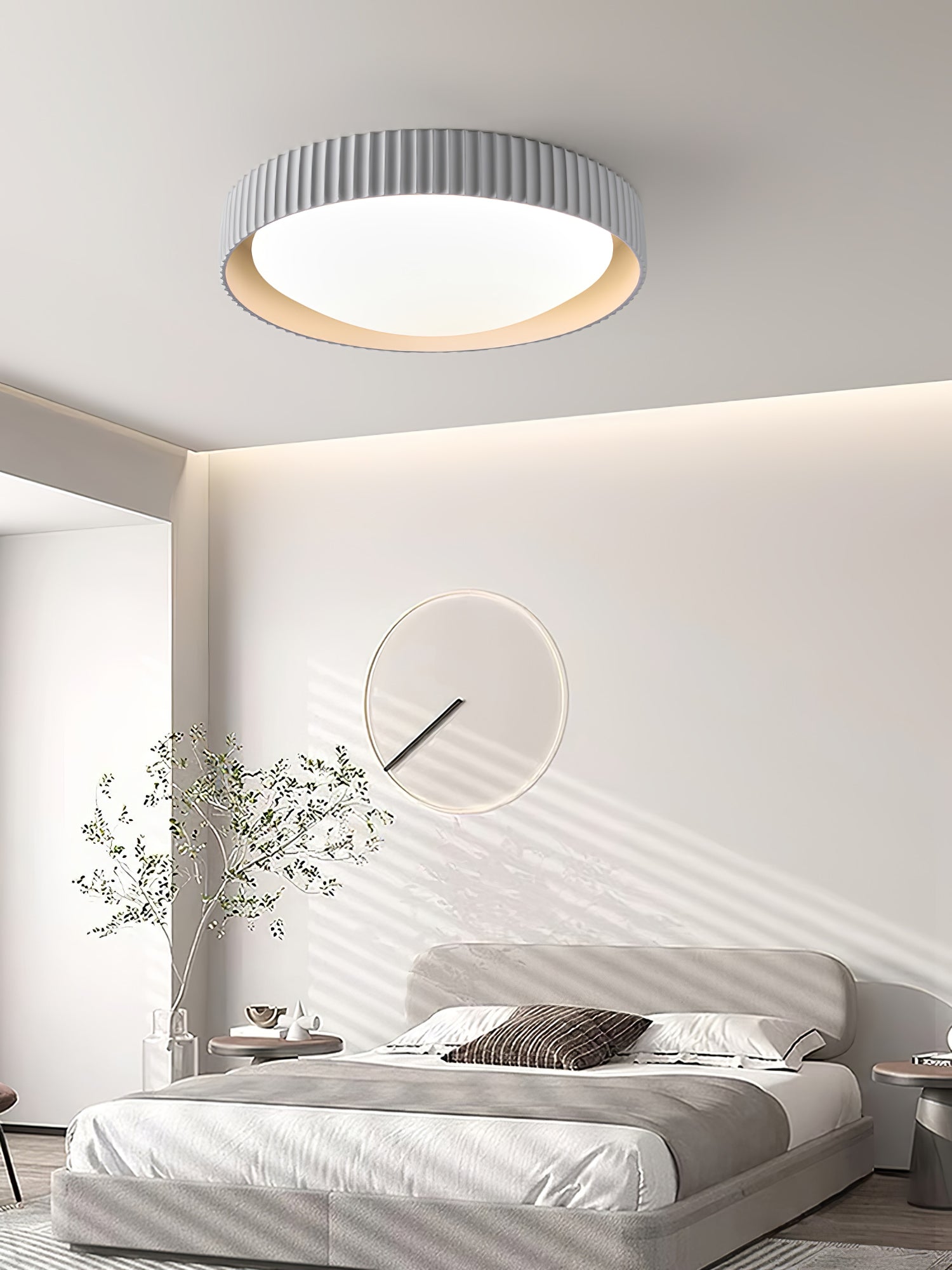 Moderne Plafondlamp Ribbed – Acryl Kap met Harsframe – Warm/Neutraal/Koel Licht – Ø46cm – Oranje, Grijs of Blauw | Sansoti