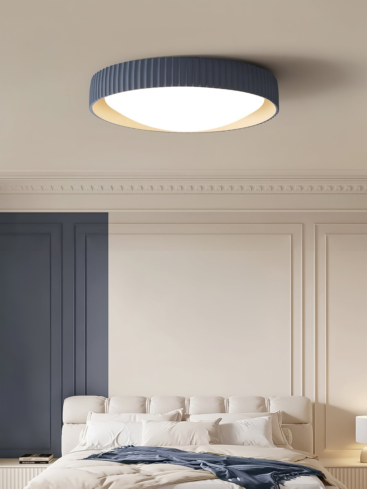 Moderne Plafondlamp Ribbed – Acryl Kap met Harsframe – Warm/Neutraal/Koel Licht – Ø46cm – Oranje, Grijs of Blauw | Sansoti