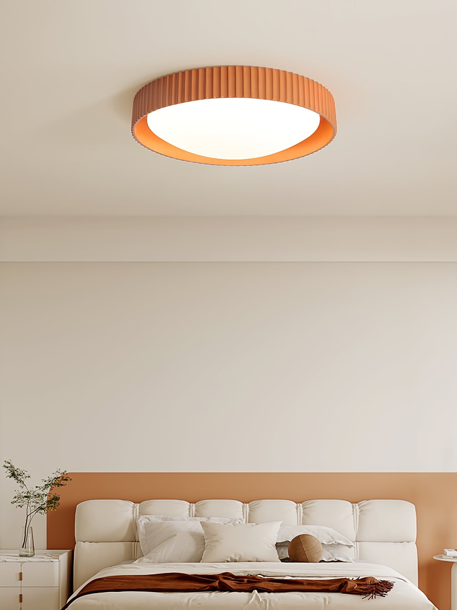 Moderne Plafondlamp Ribbed – Acryl Kap met Harsframe – Warm/Neutraal/Koel Licht – Ø46cm – Oranje, Grijs of Blauw | Sansoti