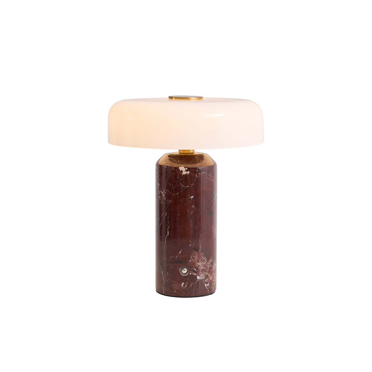 Marmeren Tafellamp met Oplaadbare Batterij – Opaline Glazen Bol & Espresso Marmeren Voet – Touch Dimbaar | Sansoti