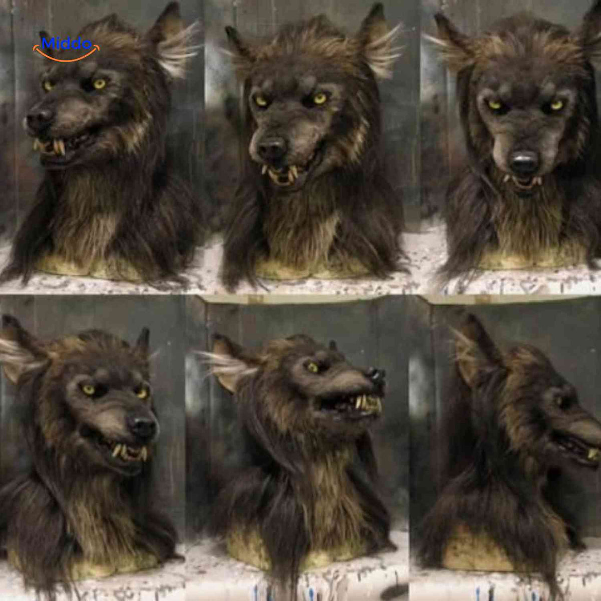 Leuchtende Wolfsmaske 60cm Latex Braun Halloween-Cosplay Kostüm für Themenpartys für Erwachsene und Jugendliche | Sansoti