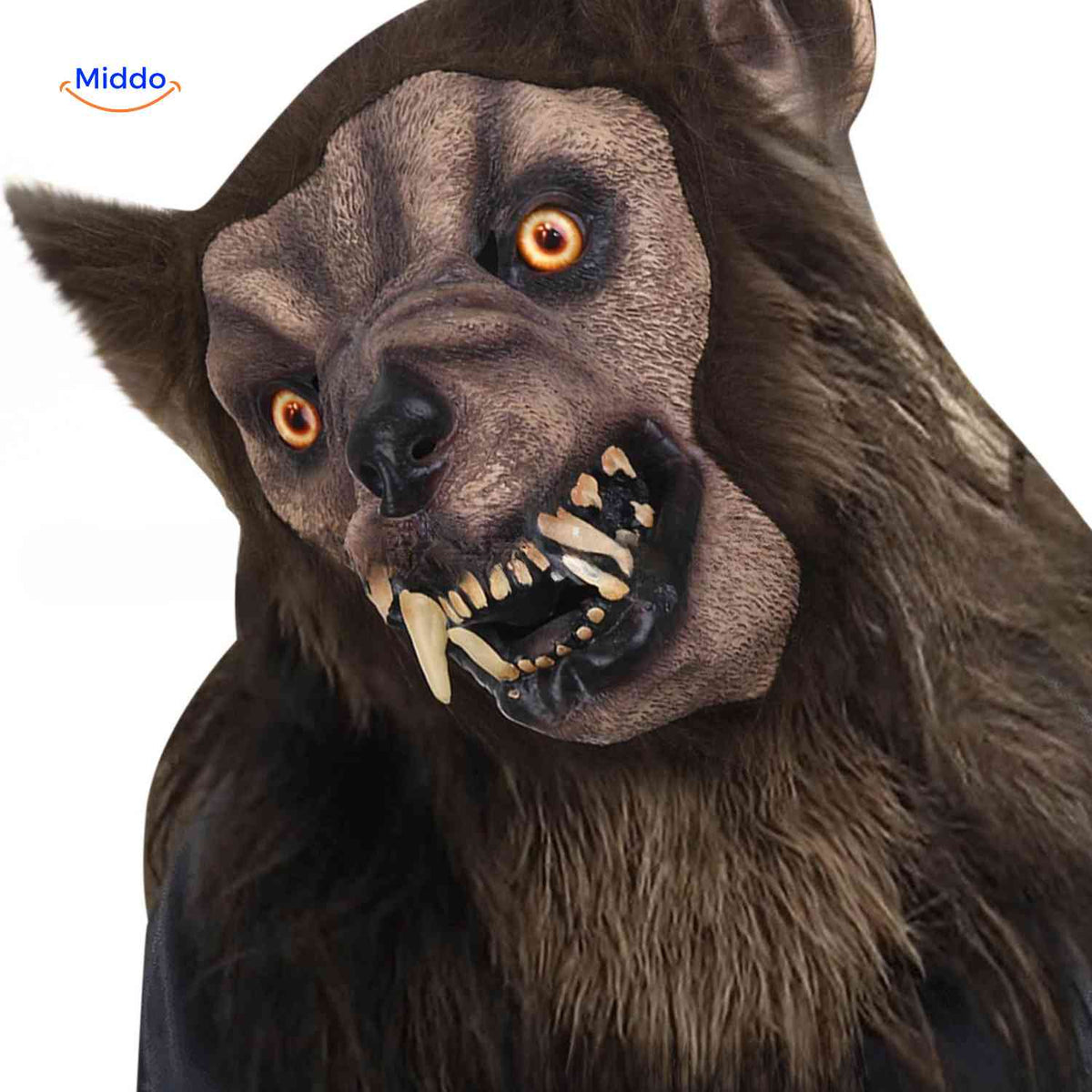 Leuchtende Wolfsmaske 60cm Latex Braun Halloween-Cosplay Kostüm für Themenpartys für Erwachsene und Jugendliche | Sansoti
