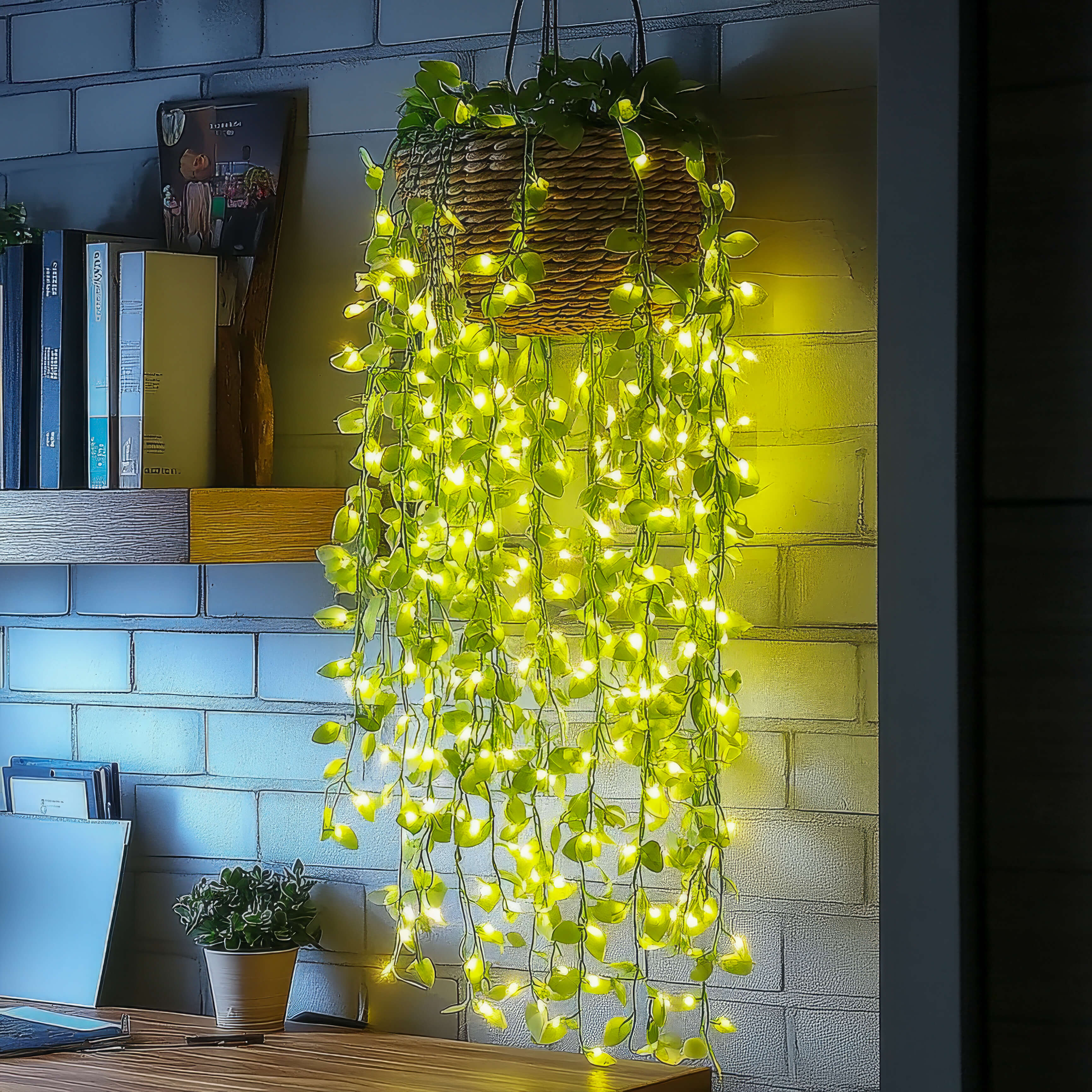 LED-Bloetenrank 3 meter Warmwit Tuin Sfeerlamp Decoratieve Kunstbloemen Groen Lichtsnoer Batterij & USB | Sansoti