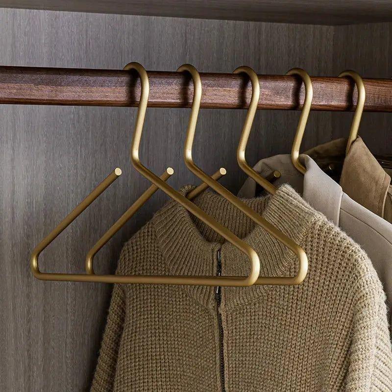 Kleiderbügel Metall Matt 5 Stück Gold Silber 42x20cm Schrank Garderobe Luxus Kleiderbügel Massiv Rutschfest Premium | Restfield