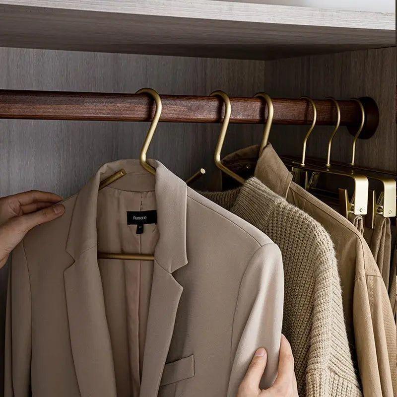 Kleiderbügel Metall Matt 5 Stück Gold Silber 42x20cm Schrank Garderobe Luxus Kleiderbügel Massiv Rutschfest Premium | Restfield