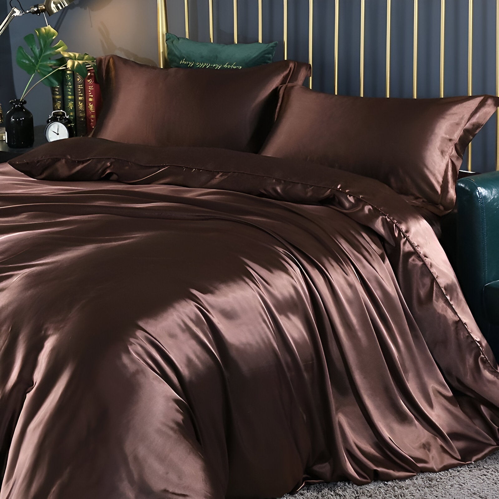 Beddengoedset Zijde 70% Mulberry 180gsm Paars Dekbedovertrek Hoeslaken Kussenslopen Luxe Slaapkamer Satijn Look | Sansoti