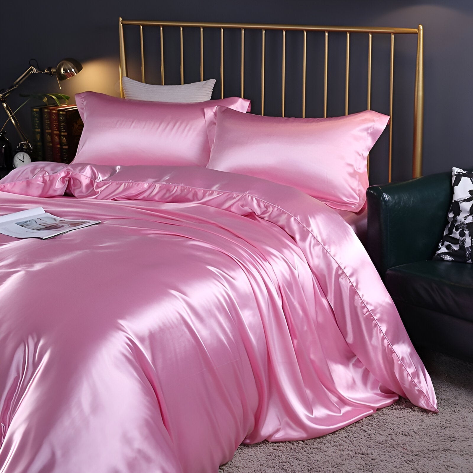 Beddengoedset Zijde 70% Mulberry 180gsm Paars Dekbedovertrek Hoeslaken Kussenslopen Luxe Slaapkamer Satijn Look | Sansoti