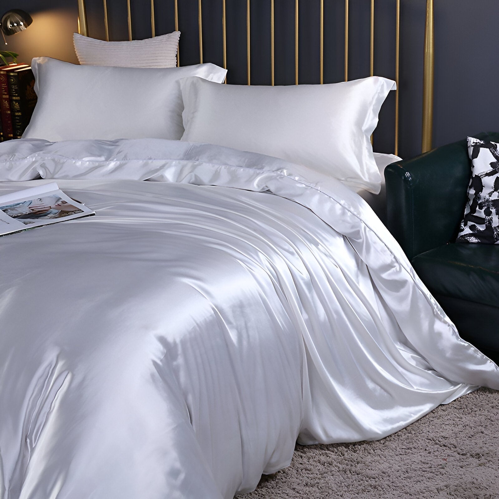 Beddengoedset Zijde 70% Mulberry 180gsm Paars Dekbedovertrek Hoeslaken Kussenslopen Luxe Slaapkamer Satijn Look | Sansoti