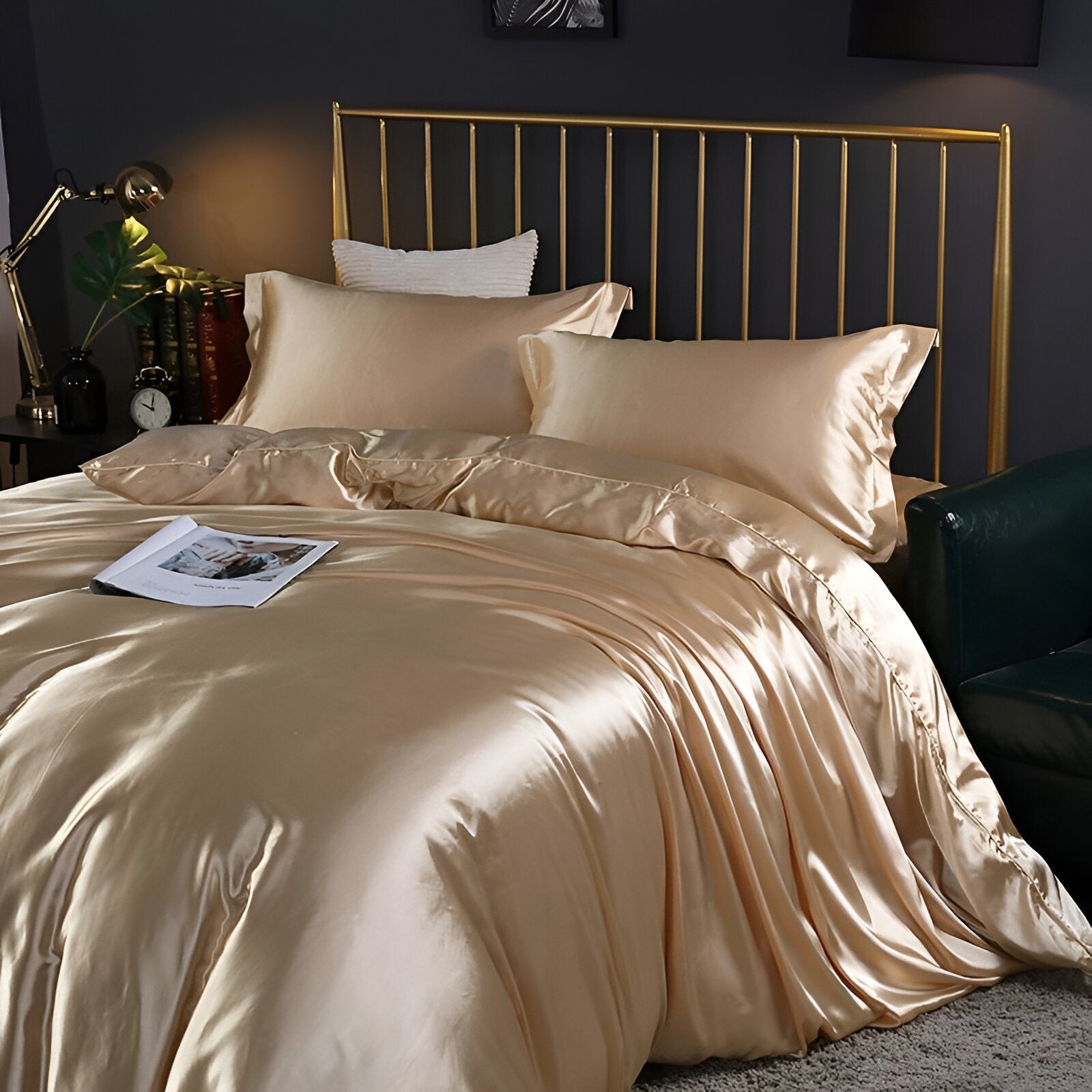 Beddengoedset Zijde 70% Mulberry 180gsm Paars Dekbedovertrek Hoeslaken Kussenslopen Luxe Slaapkamer Satijn Look | Sansoti