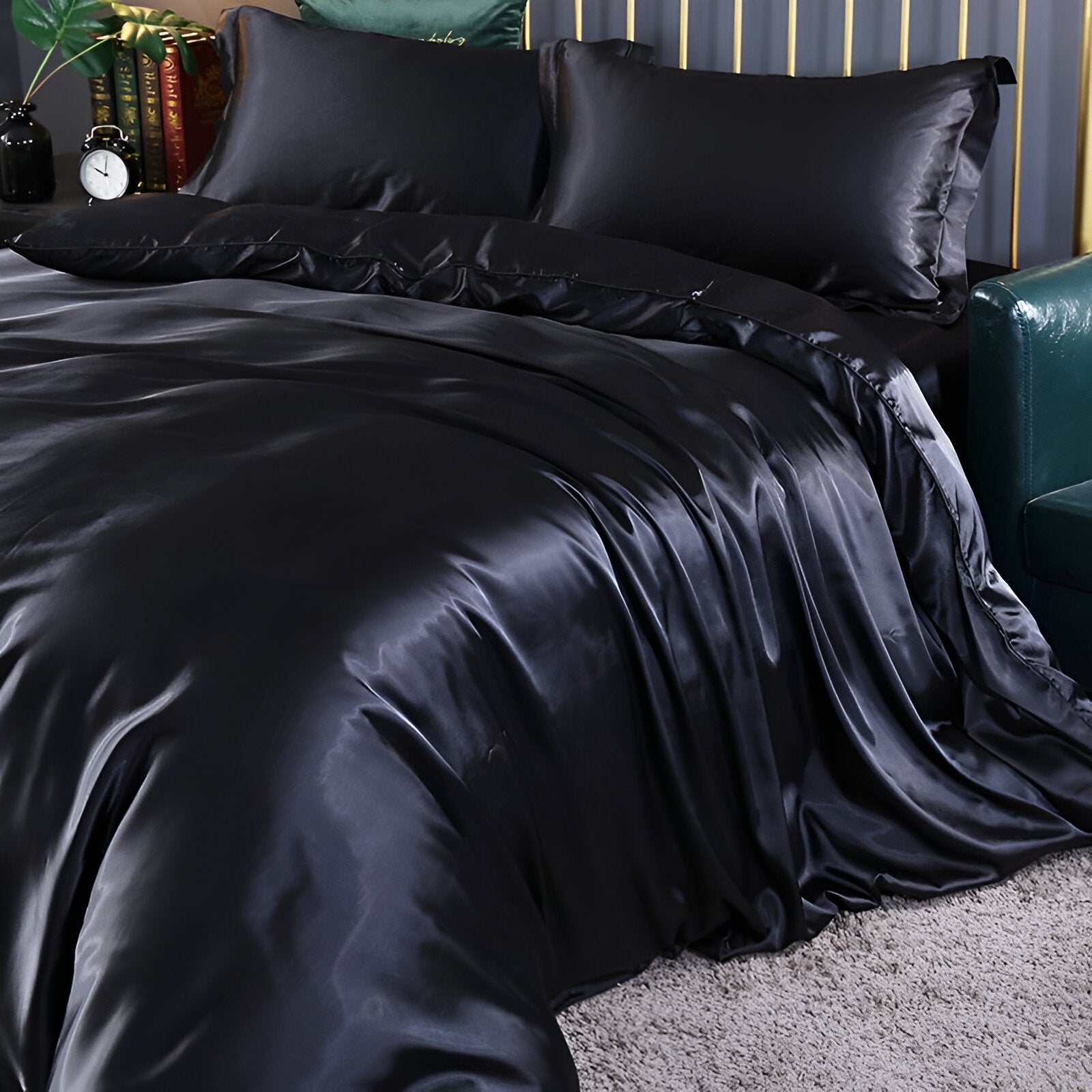 Beddengoedset Zijde 70% Mulberry 180gsm Paars Dekbedovertrek Hoeslaken Kussenslopen Luxe Slaapkamer Satijn Look | Sansoti